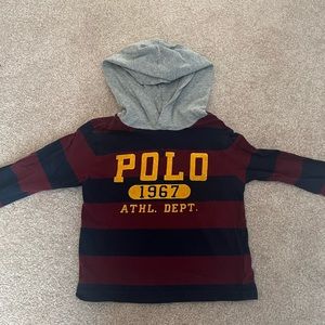 Toddler boys polo, stripped hooded shirt